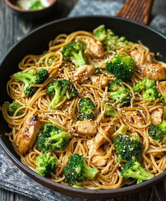 Healthy Sesame Noodles with Chicken and Broccoli