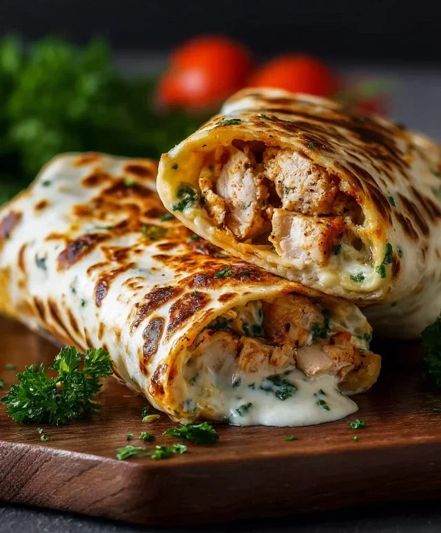 Low Carb Cheesy Garlic Chicken Wraps