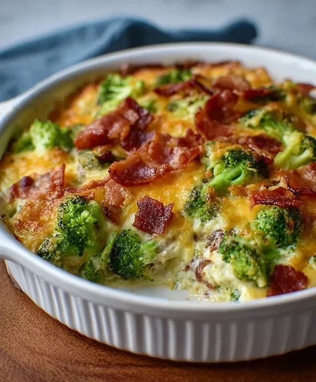 Creamy Low Carb Chicken Casserole with Broccoli and Beef Beef Bacon