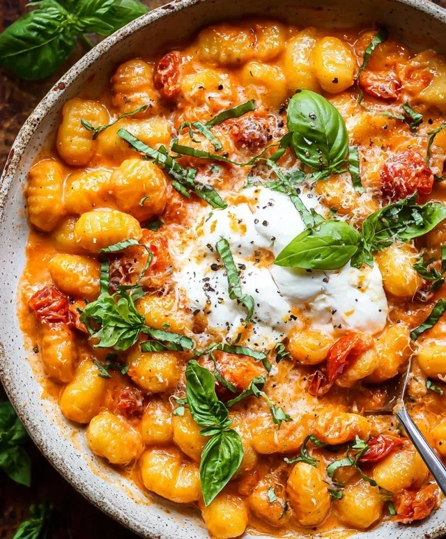30 Minute Creamy Tomato Gnocchi with Burrata