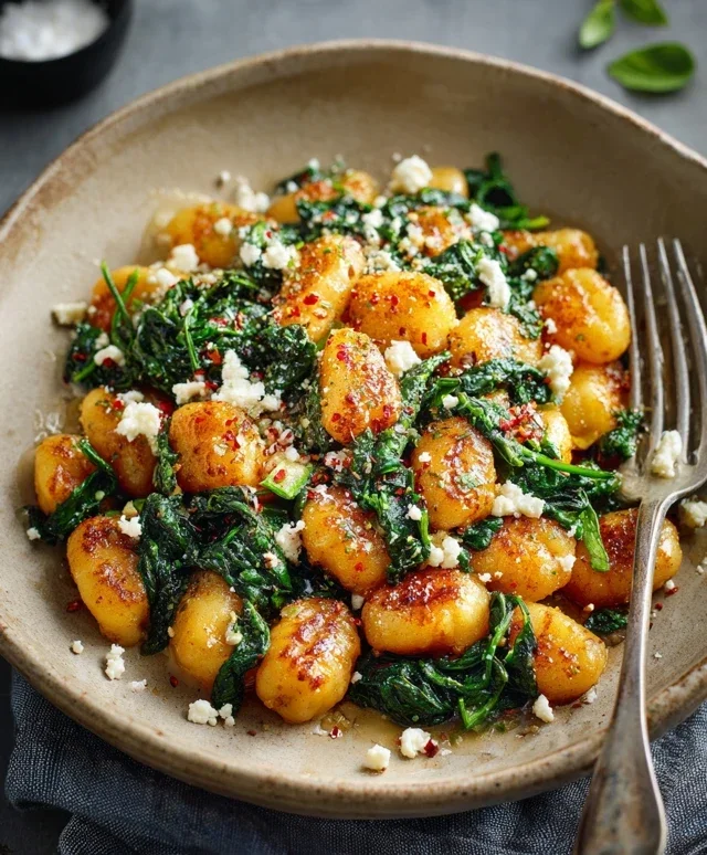 Crispy Gnocchi With Spinach And Feta