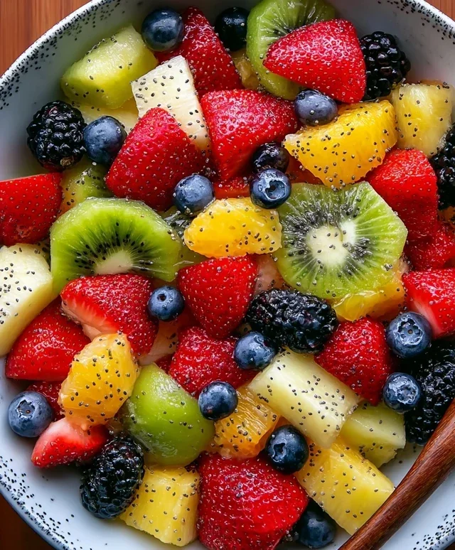 Fruit Salad with Honey-Lime Poppy Seed Dressing