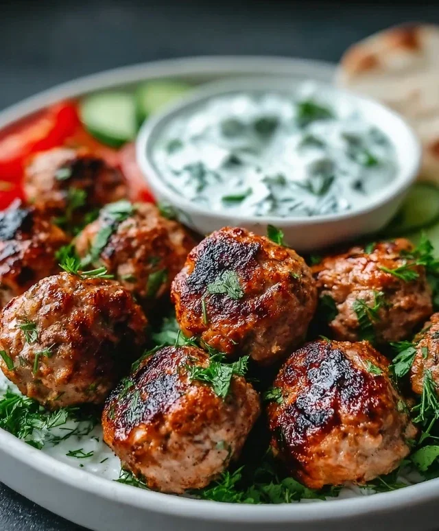 Greek Turkey Meatballs with Tzatziki