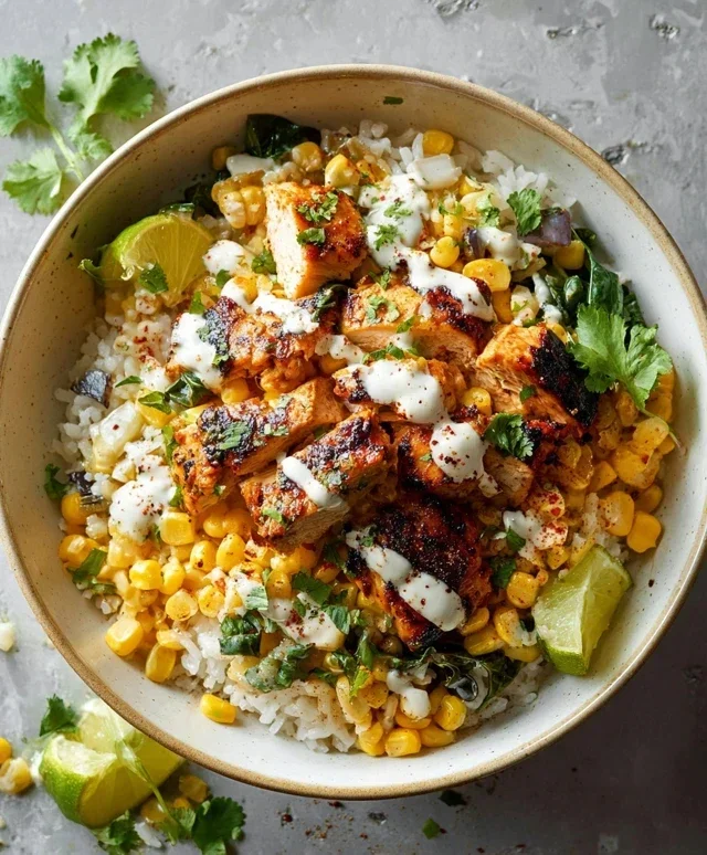 Street Corn Chicken Rice Bowl