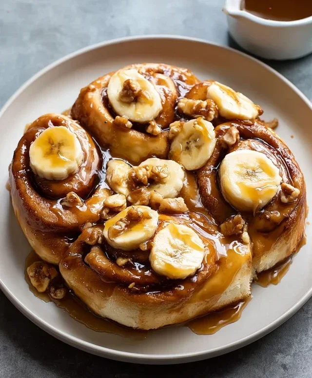 Bananas Foster Cinnamon Rolls