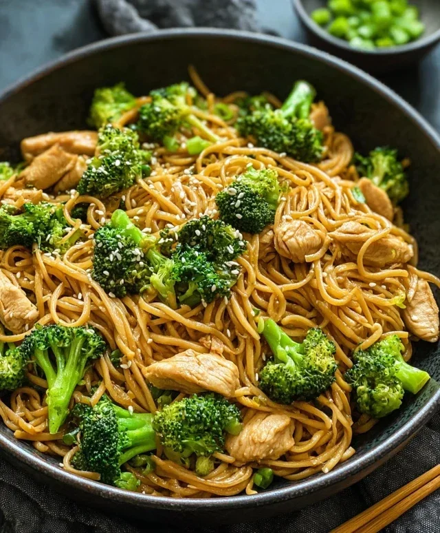 Healthy Sesame Noodles with Chicken and Broccoli