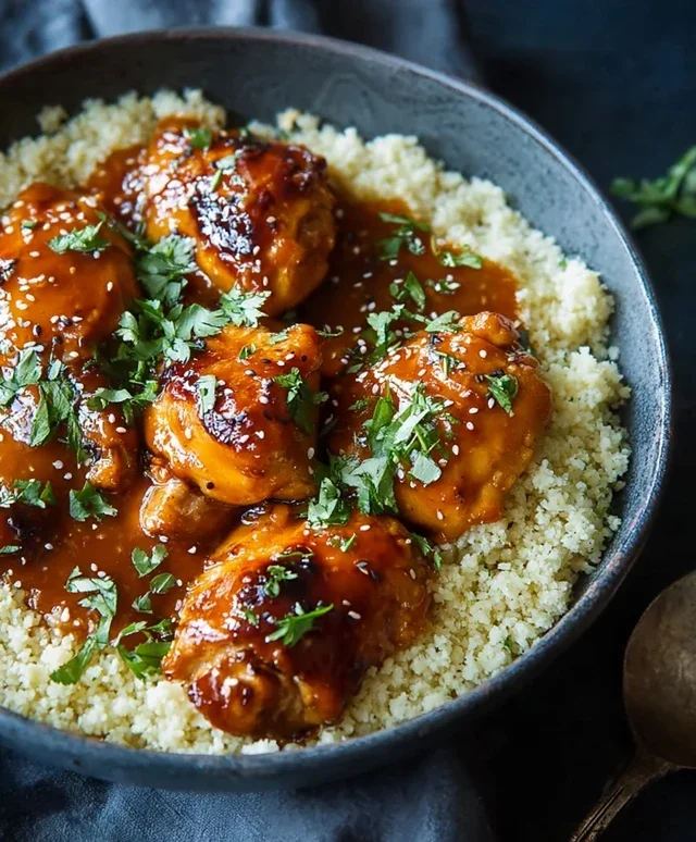 Sweet and Sticky 3 Ingredient Apricot Chicken with Cauliflower Rice