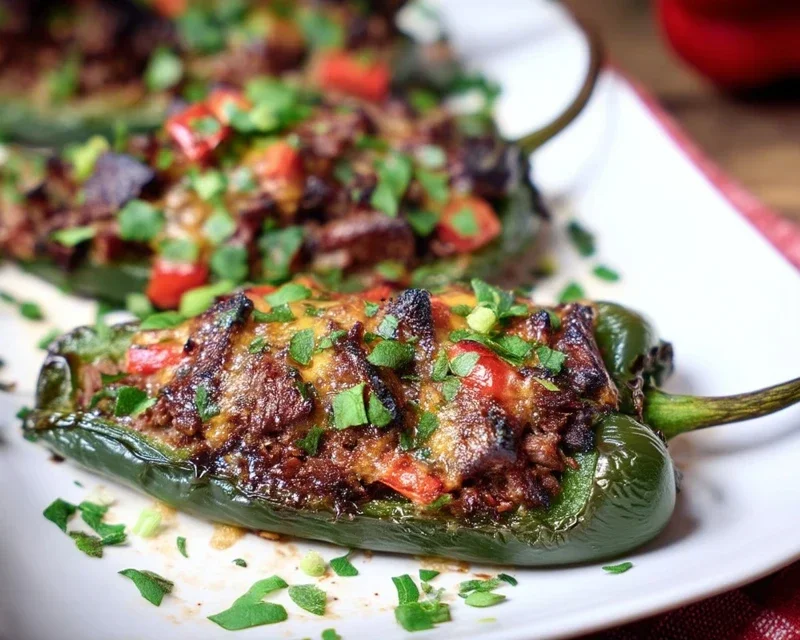 Brisket Stuffed Poblano Peppers