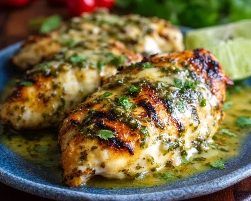 Grilled Salsa Verde Pepper Jack Chicken