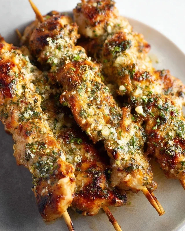 Ranch Garlic Parmesan Chicken Skewers