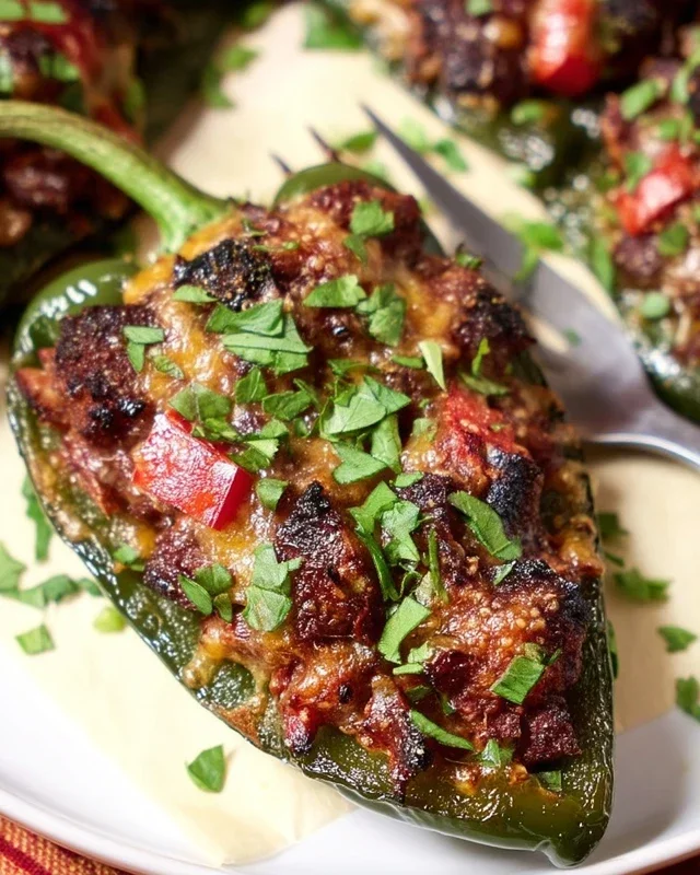 Brisket Stuffed Poblano Peppers
