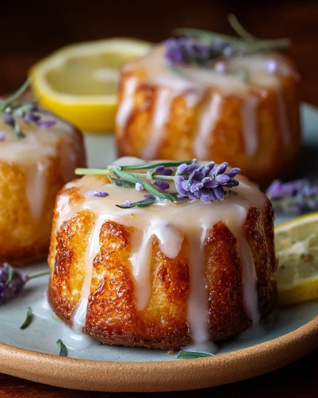 Mini Lemon Cakes With Lavender Glaze