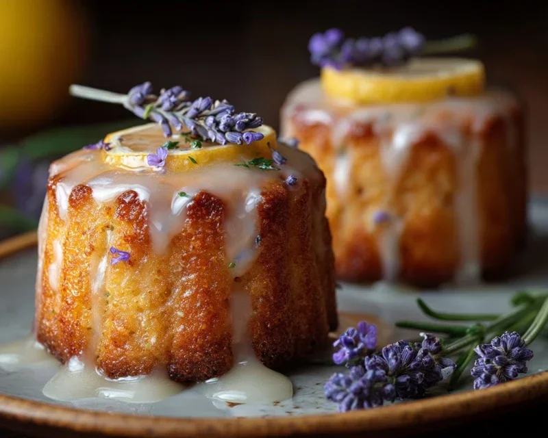 Mini Lemon Cakes With Lavender Glaze