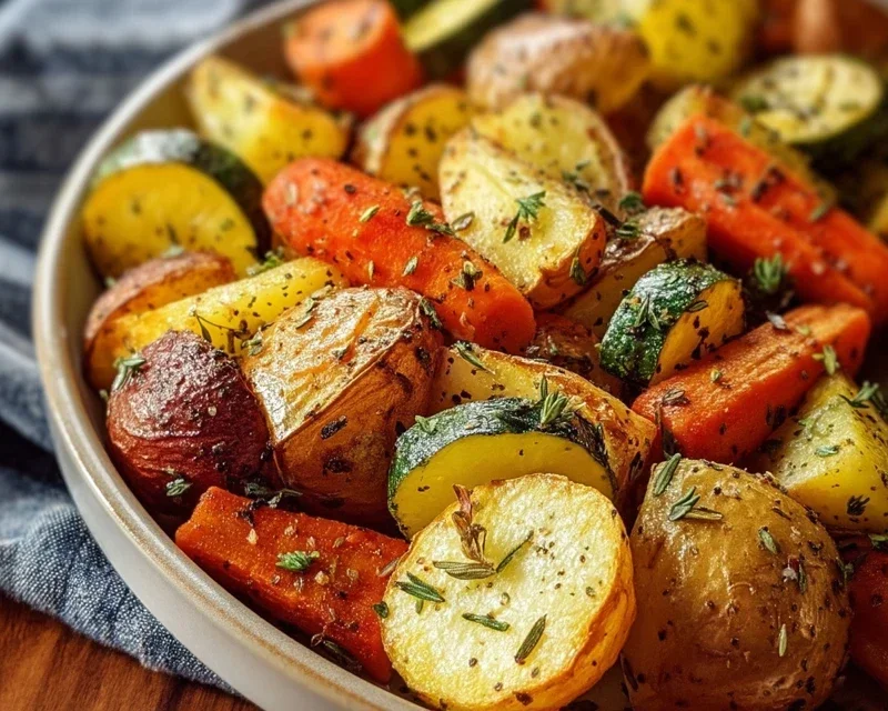 Garlic Herb Roasted Potatoes Carrots and Zucchini