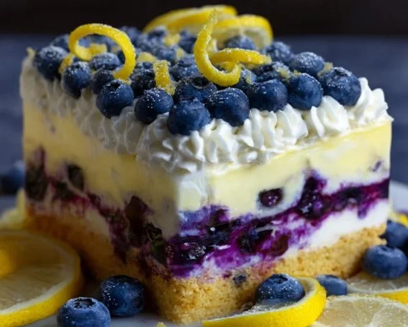 No-Bake Lemon dazzling Blueberry cream Cake