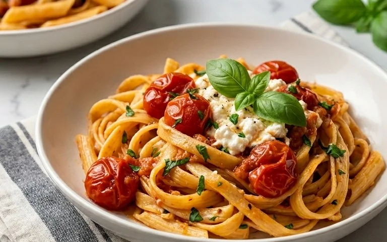 Roasted Tomato and Garlic Ricotta Pasta