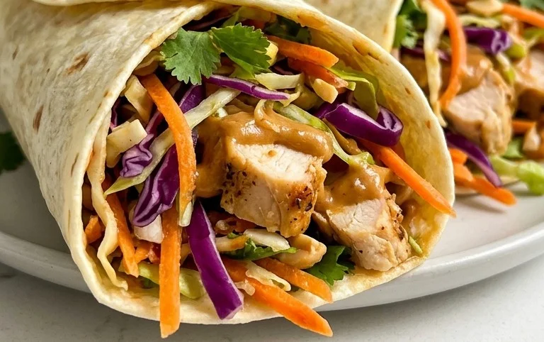 Thai Chicken Wrap with Crunchy Asian Slaw