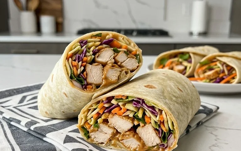 Thai Chicken Wrap with Crunchy Asian Slaw