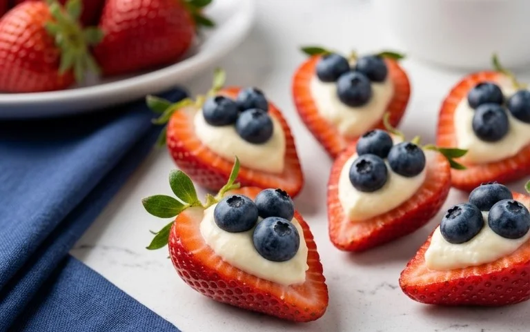 Red, White, and Blue Cheesecake Strawberries