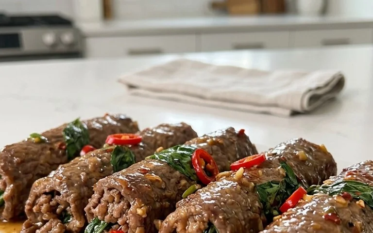 Thai Basil Beef Rolls