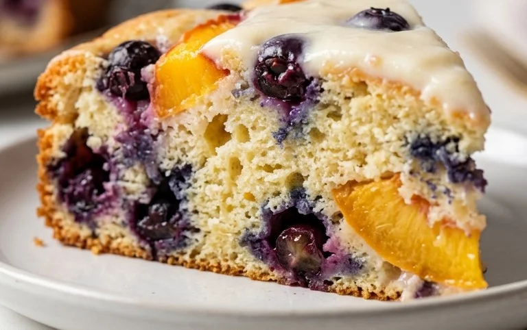 Peach and Blueberry Greek Yogurt Cake