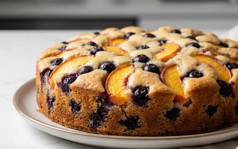 Peach and Blueberry Greek Yogurt Cake
