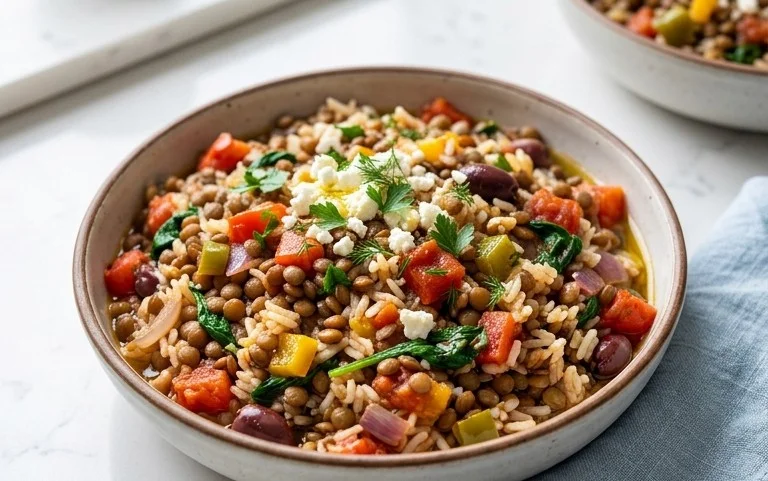Easy Mediterranean Lentils and Rice