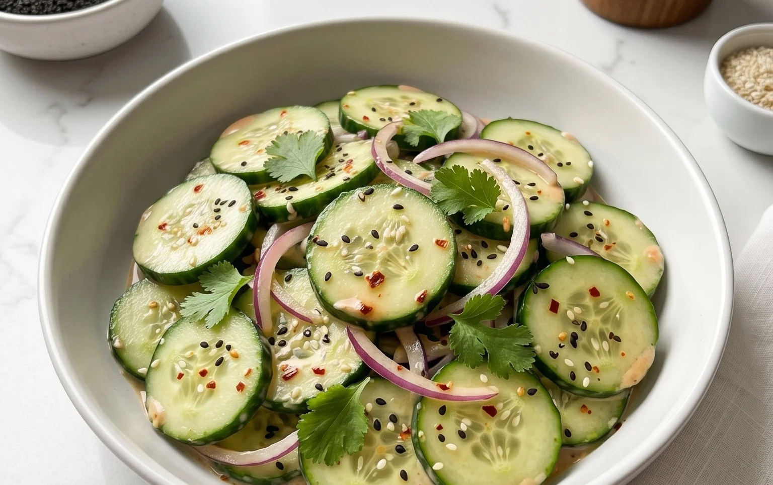 Creamy Asian Cucumber Salad Bowl