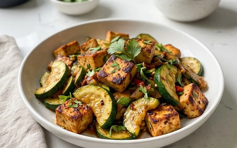 Zucchini Stir Fry With Tofu (Vegan)