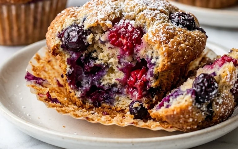 Bakery Style Mixed Berry Muffins | with Frozen Berries