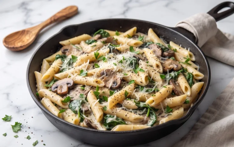Parmesan Spinach Mushroom Pasta Skillet