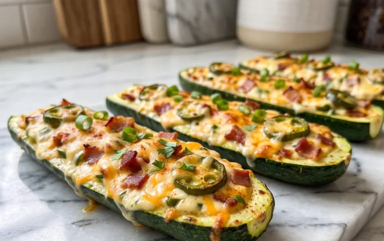 Jalapeno Popper Zucchini Boats