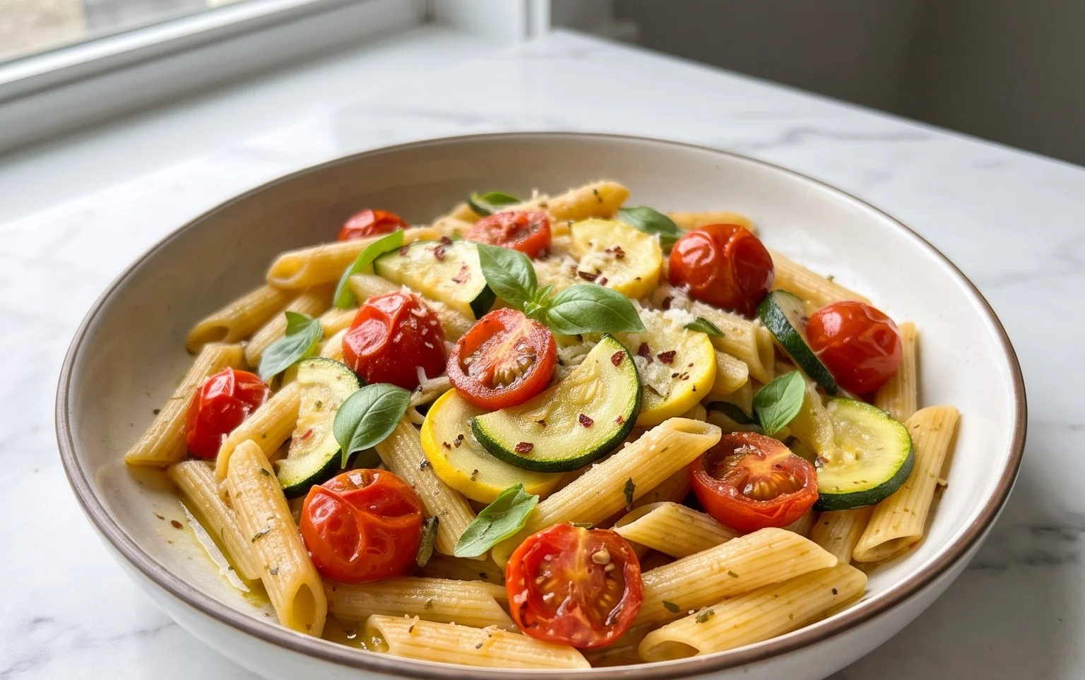 Healthy Tomato Zucchini Pasta