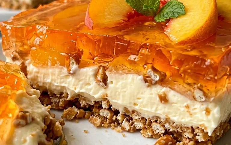Peach Pretzel Salad Dessert