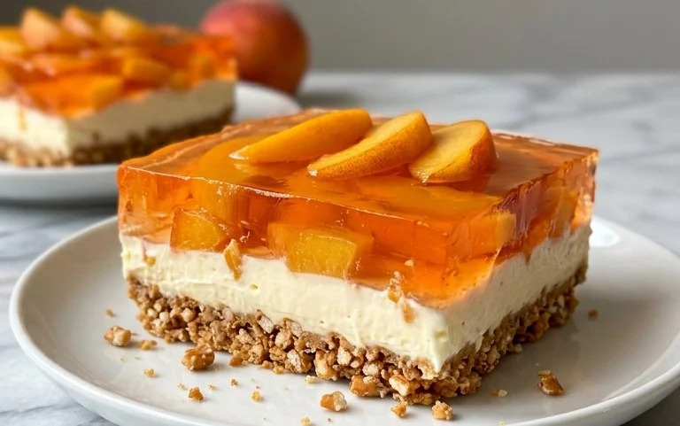 Peach Pretzel Salad Dessert