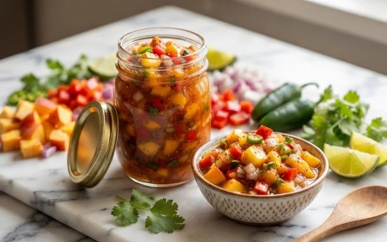 Sweet & Spicy Peach Salsa Canning Recipe