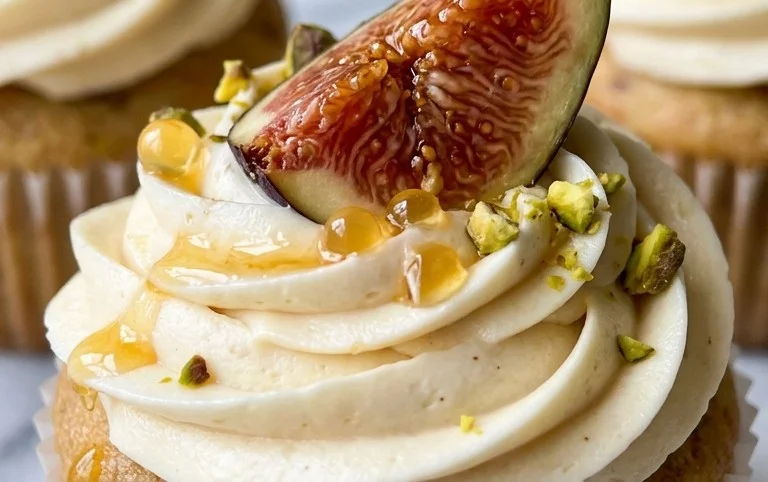 Fig Cupcakes with Honey Cream Cheese Frosting