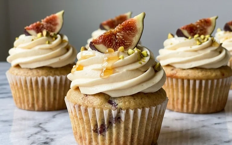Fig Cupcakes with Honey Cream Cheese Frosting