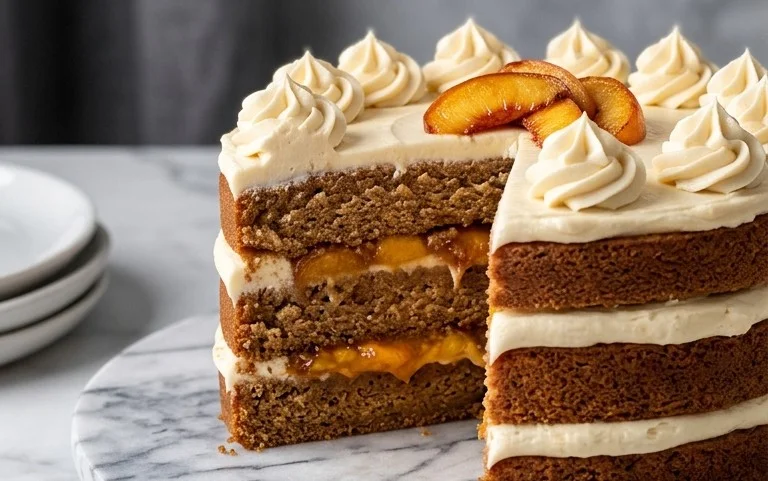 Brown Sugar Layer Cake with Peach Filling