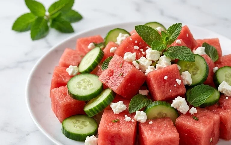 Watermelon Salad with Cucumber and Feta